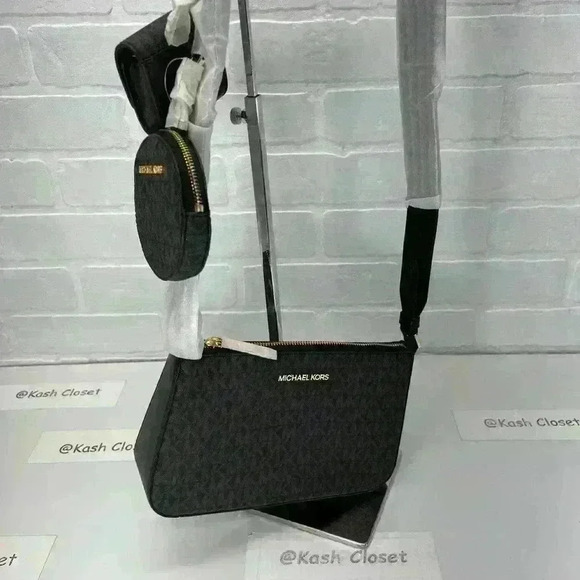 Michael Kors Tech Attach Crossbody Bag JST Coin Purse Airpod Case Black - Picture 3 of 6